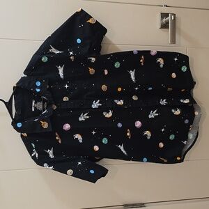 Space cat button down shirt